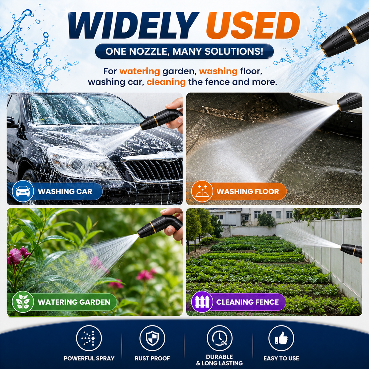 SED High Pressure Brass Water Spray Nozzle | Car Wash, Gardening & Home Cleaning | Buy 1 Get 1 FREE
