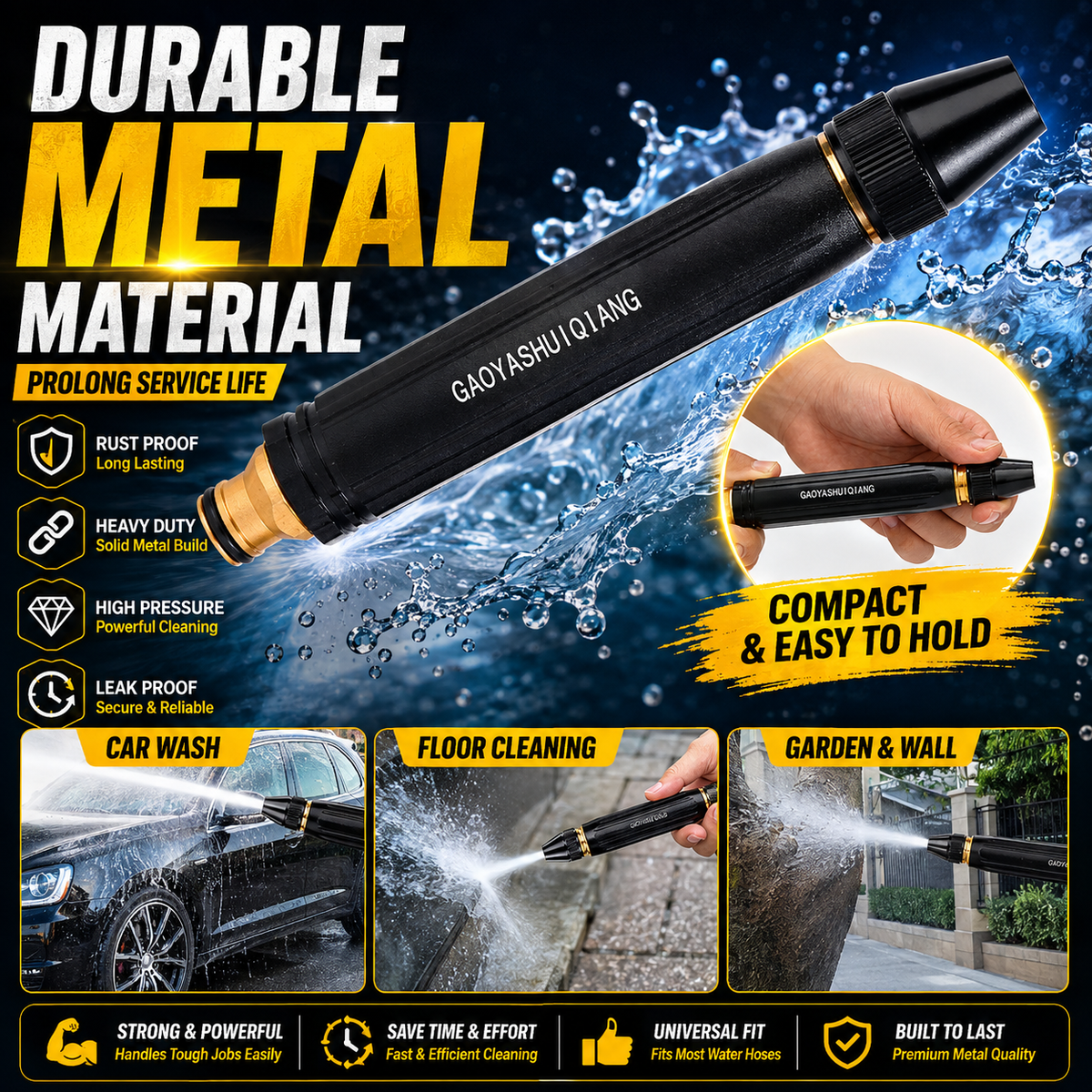 SED High Pressure Brass Water Spray Nozzle | Car Wash, Gardening & Home Cleaning | Buy 1 Get 1 FREE